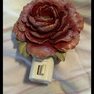 Floral Night Light with Red and Green Accents